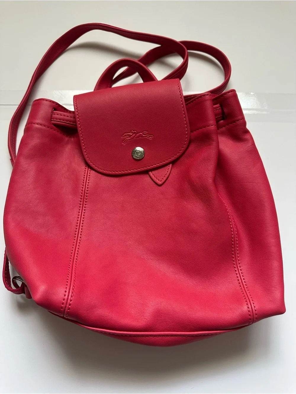 🔥cute!!!🔥Longchamp Le Pliage Cuir XS Leather in pink red